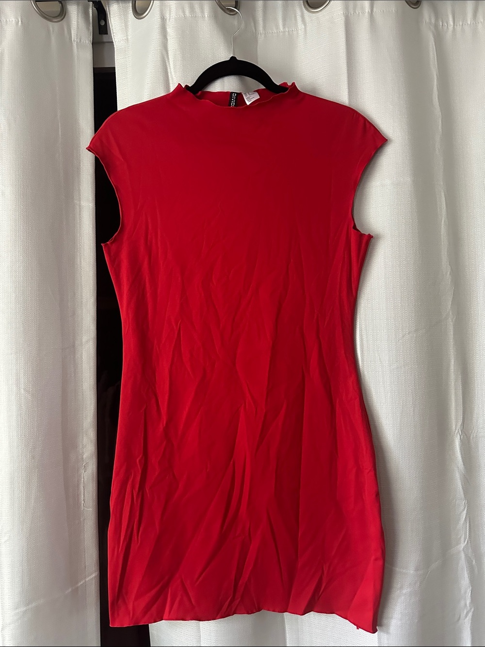 Divided Red Cap-Sleeve Mini Dress